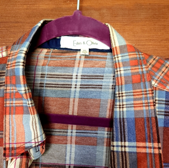 Orange plaid button up 3/4 sleeve - Picture 2 of 2